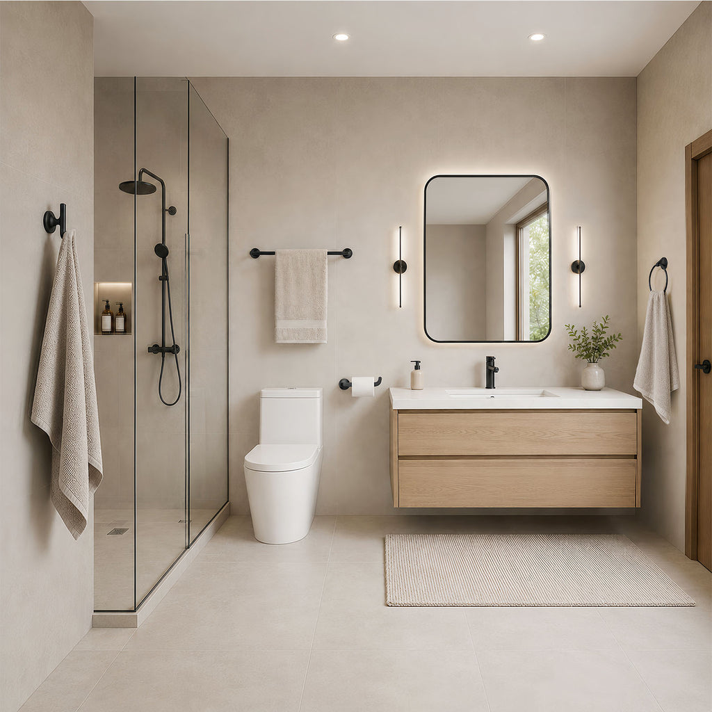 Lavorian Modern 24 Inch Wall Mounted Bathroom Towel Bar