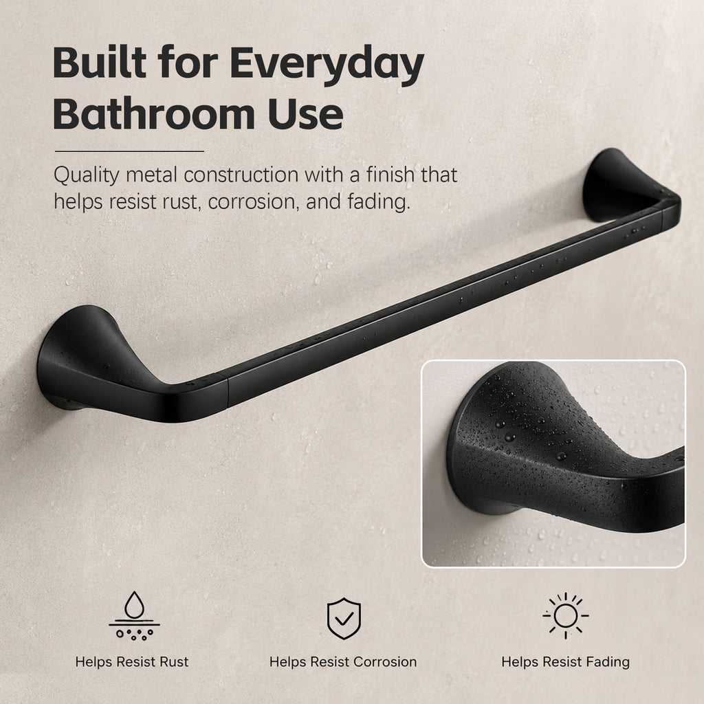 Lavorian Modern 24 Inch Wall Mounted Bathroom Towel Bar