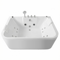 Lavorian 61 Inch Acrylic Whirlpool Massage Bathtub for 2 Person 16 Water Jets LED Lights Heater for Jacuzzi Spa Massage