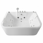 Lavorian 61 Inch Acrylic Whirlpool Massage Bathtub for 2 Person 16 Water Jets LED Lights Heater for Jacuzzi Spa Massage