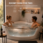 59 Inch Corner Whirlpool Bathtub for 2 Person, 16 Adjustable Jets, Built-In Heater, Chromatherapy Light, Milk White