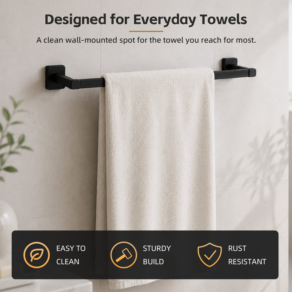 Lavorian Contemporary 24 Inch Wall Mounted Bathroom Towel Bar