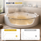 59 Inch Corner Whirlpool Bathtub for 2 Person, 16 Adjustable Jets, Built-In Heater, Chromatherapy Light, Milk White