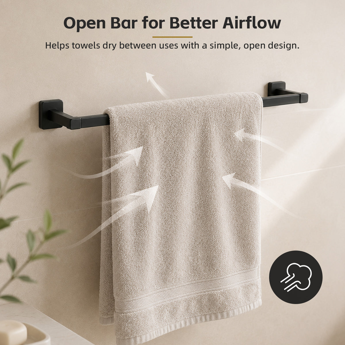 Lavorian Contemporary 24 Inch Wall Mounted Bathroom Towel Bar