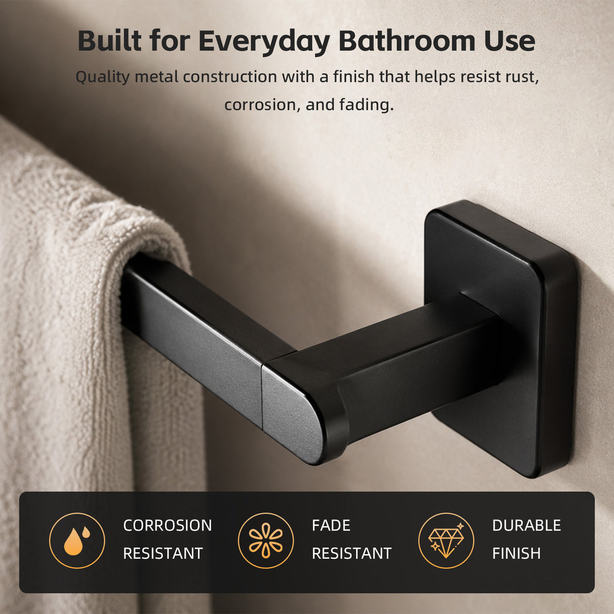 Lavorian Contemporary 24 Inch Wall Mounted Bathroom Towel Bar