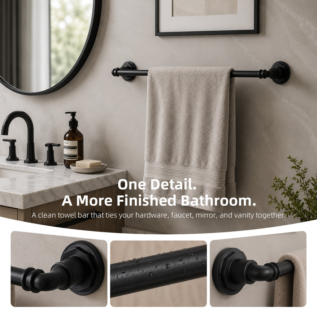 Lavorian Industrial 18 Inch Wall Mounted Bathroom Towel Bar