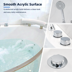 59 Inch Corner Whirlpool Bathtub for 2 Person, 16 Adjustable Jets, Built-In Heater, Chromatherapy Light, Milk White