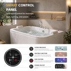 Lavorian 61 Inch Acrylic Whirlpool Massage Bathtub for 2 Person 16 Water Jets LED Lights Heater for Jacuzzi Spa Massage