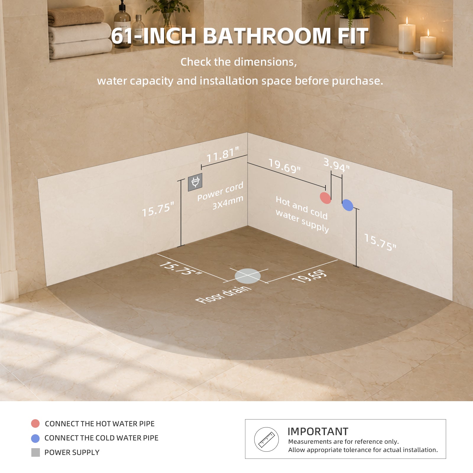 59 Inch Corner Whirlpool Bathtub for 2 Person, 16 Adjustable Jets, Built-In Heater, Chromatherapy Light, Milk White