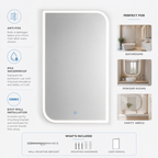 Lavorian LED Bathroom Mirror, Wall Mounted Vanity Mirror with Front Light, Anti-Fog Function, Modern Illuminated Mirror for Bathroom, Bedroom,